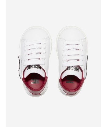 Moschino Kids Teddy Bear Trainers in White pas cher 