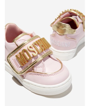 Moschino Girls Lettering Logo Trainers in Pink de France