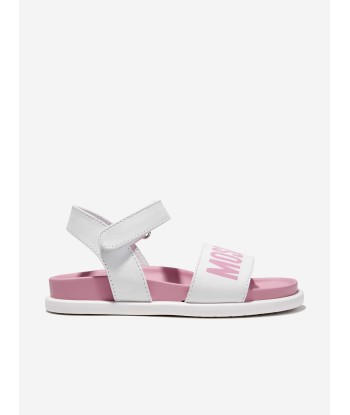 Moschino Girls Maxi Logo Sandals in White le des métaux précieux