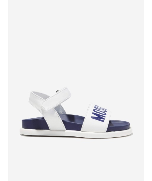 Moschino Boys Maxi Logo Sandals in White Amélioration de cerveau avec