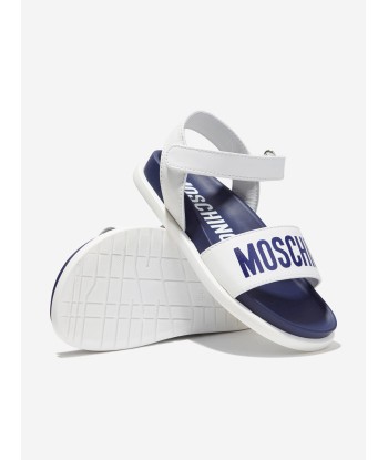 Moschino Boys Maxi Logo Sandals in White Amélioration de cerveau avec