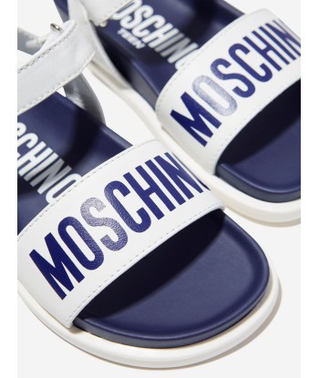 Moschino Boys Maxi Logo Sandals in White Amélioration de cerveau avec