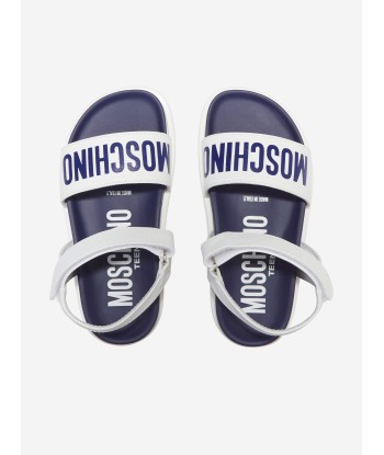 Moschino Boys Maxi Logo Sandals in White Amélioration de cerveau avec