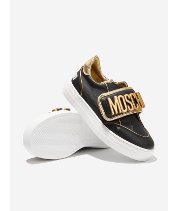 Moschino Kids Lettering Logo Trainers in Black Amélioration de cerveau avec