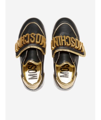 Moschino Kids Lettering Logo Trainers in Black Amélioration de cerveau avec