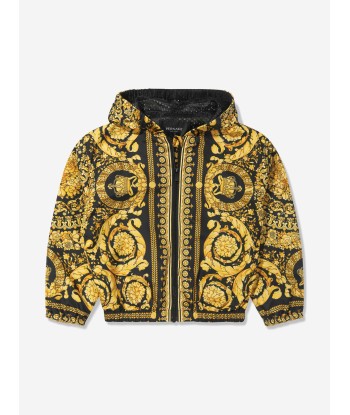 Versace Kids Barocco Zip Up Jacket le des métaux précieux