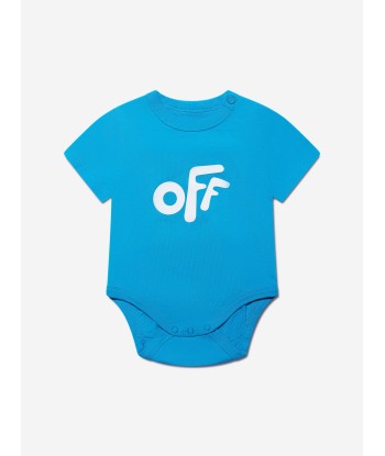 Off-White Baby Boys Bodysuit And Bib Set in Blue de pas cher