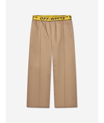 Off-White Boys Logo Industrial Chino Trousers in Beige Voir les baskets