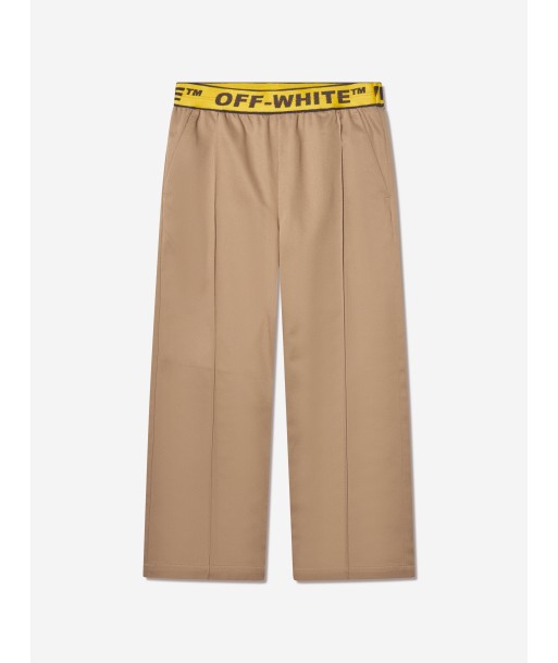 Off-White Boys Logo Industrial Chino Trousers in Beige Voir les baskets