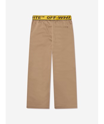 Off-White Boys Logo Industrial Chino Trousers in Beige Voir les baskets