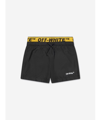 Off-White Boys Logo Industrial Swim Shorts in Black Faites des économies