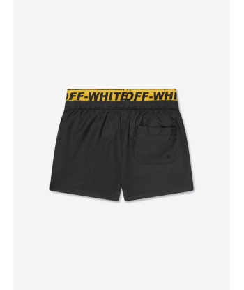 Off-White Boys Logo Industrial Swim Shorts in Black Faites des économies