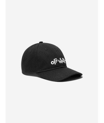 Off-White Kids Logo Rounded Cap in Black Fin de série