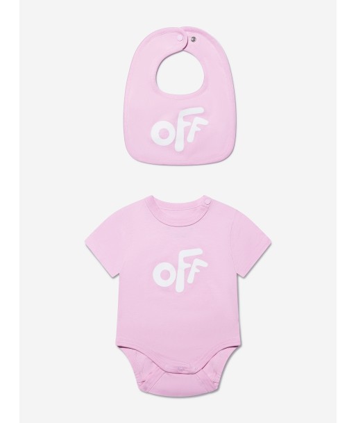 Off-White Baby Girls Bodysuit And Bib Set in Pink destockage