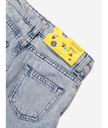 Off-White Boys Helvetica Diag Denim Shorts in Blue les muscles