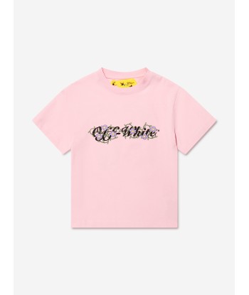 Off-White Girls Off Flowers T-Shirt in Pink le concept de la Pate a emporter 