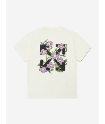 Off-White Girls Off Flowers T-Shirt in White pas cher 