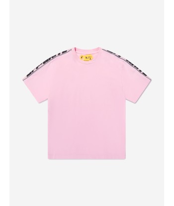 Off-White Girls Logo Band T-Shirt in Pink Dans la société mordern