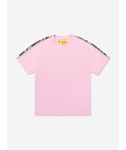 Off-White Girls Logo Band T-Shirt in Pink Dans la société mordern