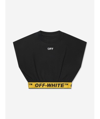 Off-White Girls Logo Industrial Cropped T-Shirt in Black en stock