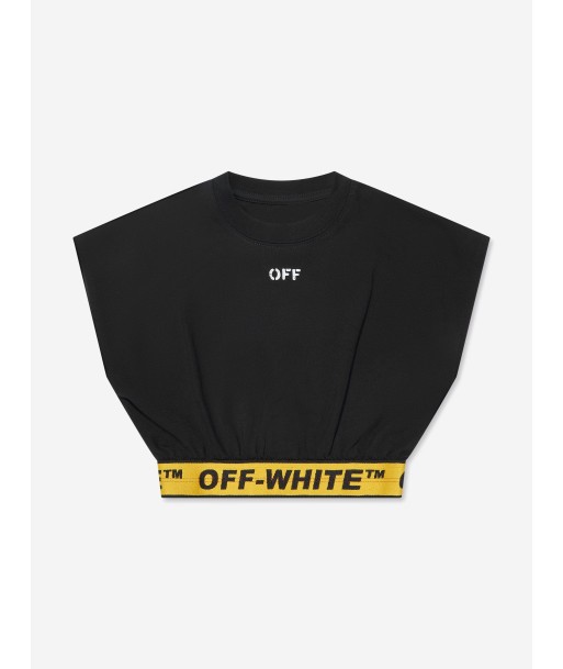 Off-White Girls Logo Industrial Cropped T-Shirt in Black en stock