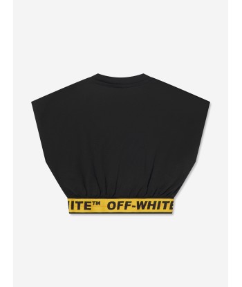 Off-White Girls Logo Industrial Cropped T-Shirt in Black en stock