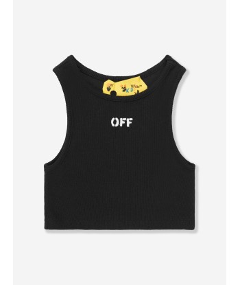 Off-White Girls Off Stamp Ribbed Rowing Top in Black le des métaux précieux