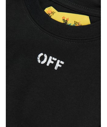 Off-White Girls Logo Industrial Cropped T-Shirt in Black en stock