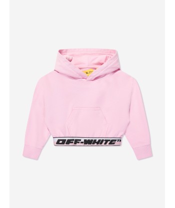 Off-White Girls Logo Band Cropped Hoodie in Pink offre 