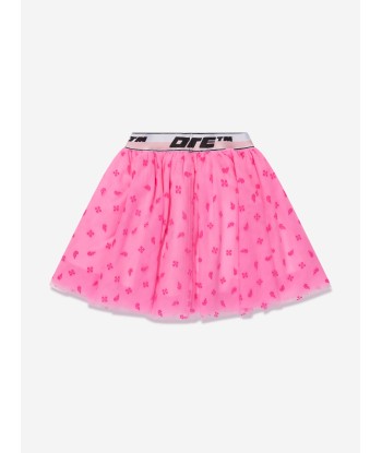 Off-White Girls Logo Band Tulle Flock Skirt in Black shop