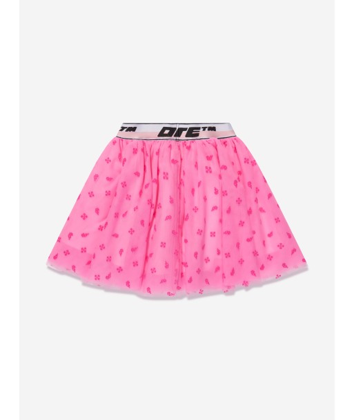 Off-White Girls Logo Band Tulle Flock Skirt in Black shop