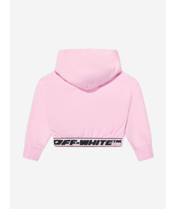 Off-White Girls Logo Band Cropped Hoodie in Pink offre 