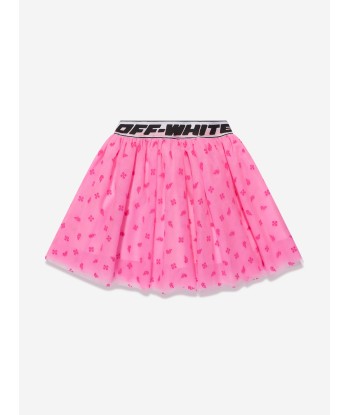 Off-White Girls Logo Band Tulle Flock Skirt in Black shop