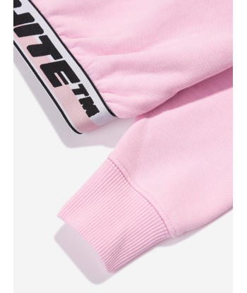 Off-White Girls Logo Band Cropped Hoodie in Pink offre 