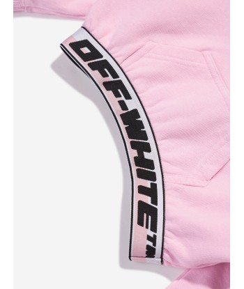 Off-White Girls Logo Band Cropped Hoodie in Pink offre 