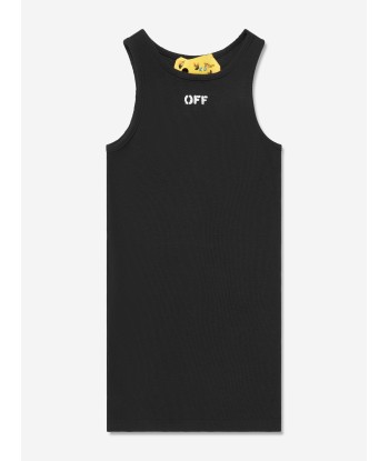 Off-White Girls Off Stamp Ribbed Tank Dress in Black outlet