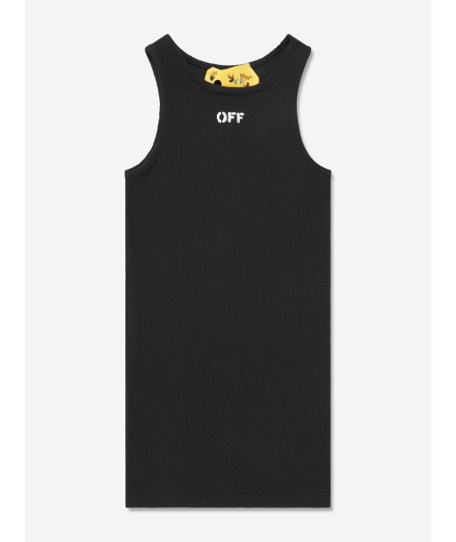 Off-White Girls Off Stamp Ribbed Tank Dress in Black outlet