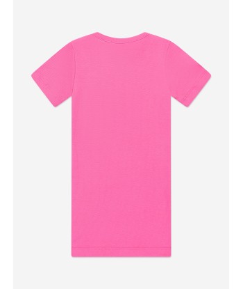 Off-White Girls Off Stamp Ribbed T-Shirt Dress in Pink français