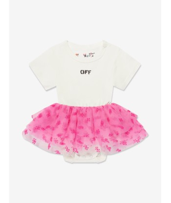 Off-White Baby Girls Off Stamp Tulle Flock Dress in White Pour