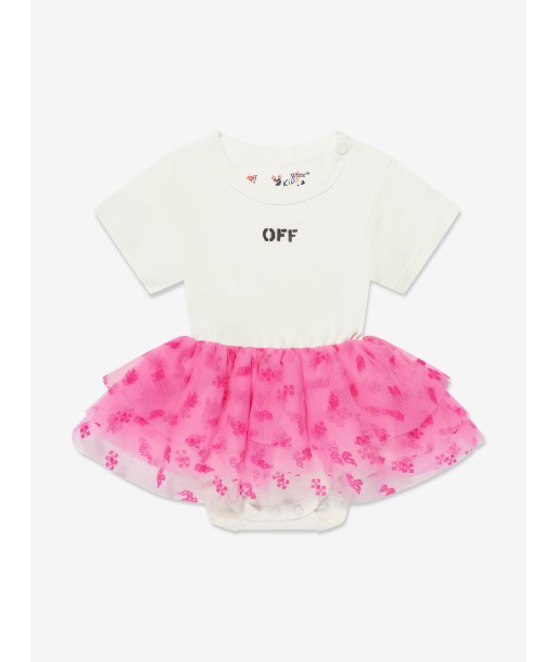 Off-White Baby Girls Off Stamp Tulle Flock Dress in White Pour