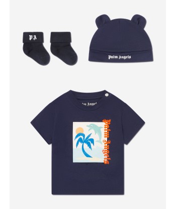 Palm Angels Baby Boys PA 3 Piece Gift Set in Navy l'achat 