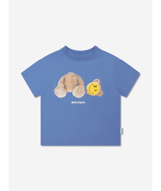 Palm Angels Boys PA Smiley Bear T-Shirt in Blue français