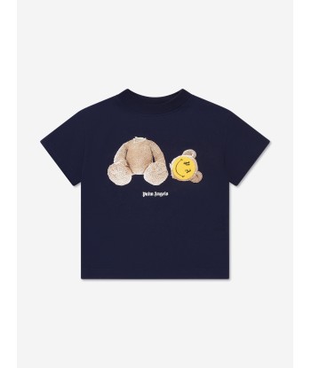 Palm Angels Boys PA Smiley Bear T-Shirt in Navy votre