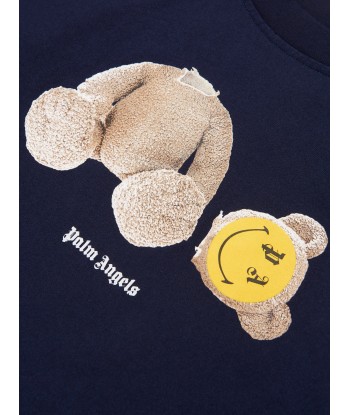 Palm Angels Boys PA Smiley Bear T-Shirt in Navy votre