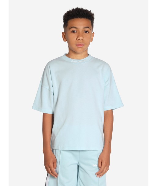 Palm Angels Boys Classic Overlogo T-Shirt in Blue Véritable concentré