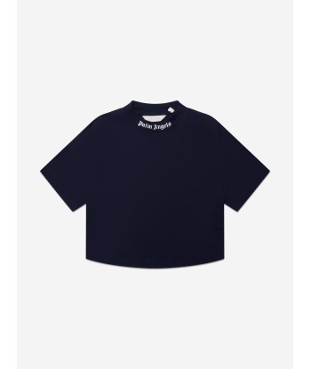 Palm Angels Boys Classic Overlogo T-Shirt in Navy Comparez et commandez 