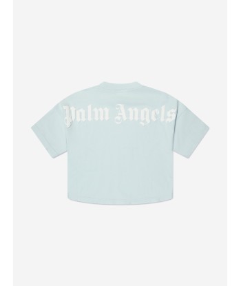 Palm Angels Boys Classic Overlogo T-Shirt in Blue Véritable concentré