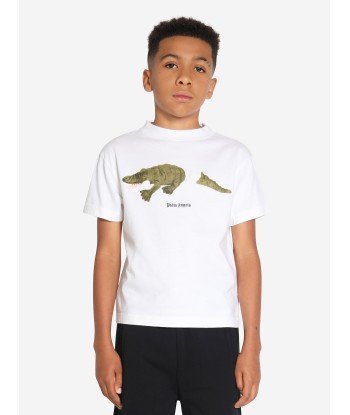 Palm Angels Boys Croco T-Shirt in White Comparez plus de prix