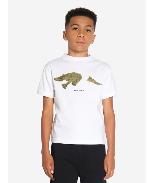 Palm Angels Boys Croco T-Shirt in White Comparez plus de prix