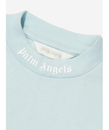 Palm Angels Boys Classic Overlogo T-Shirt in Blue Véritable concentré